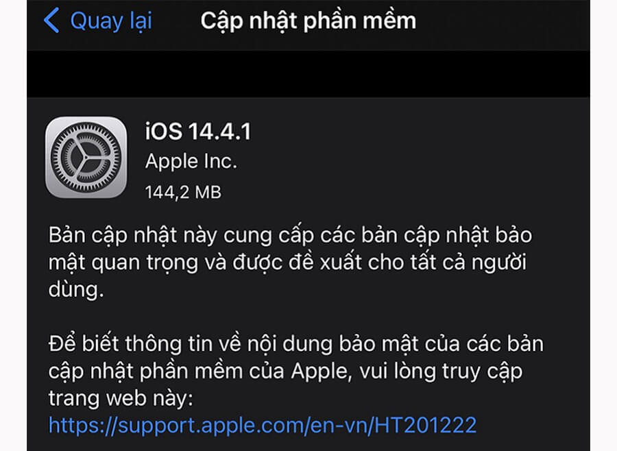 Apple bất ngờ ra mắt bản cập nhật iOS 14.4.1, giúp sửa các lỗi bảo mật quan trọng Apple bất ngờ ra mắt bản cập nhật iOS 14.4.1, giúp sửa các lỗi bảo mật quan trọng