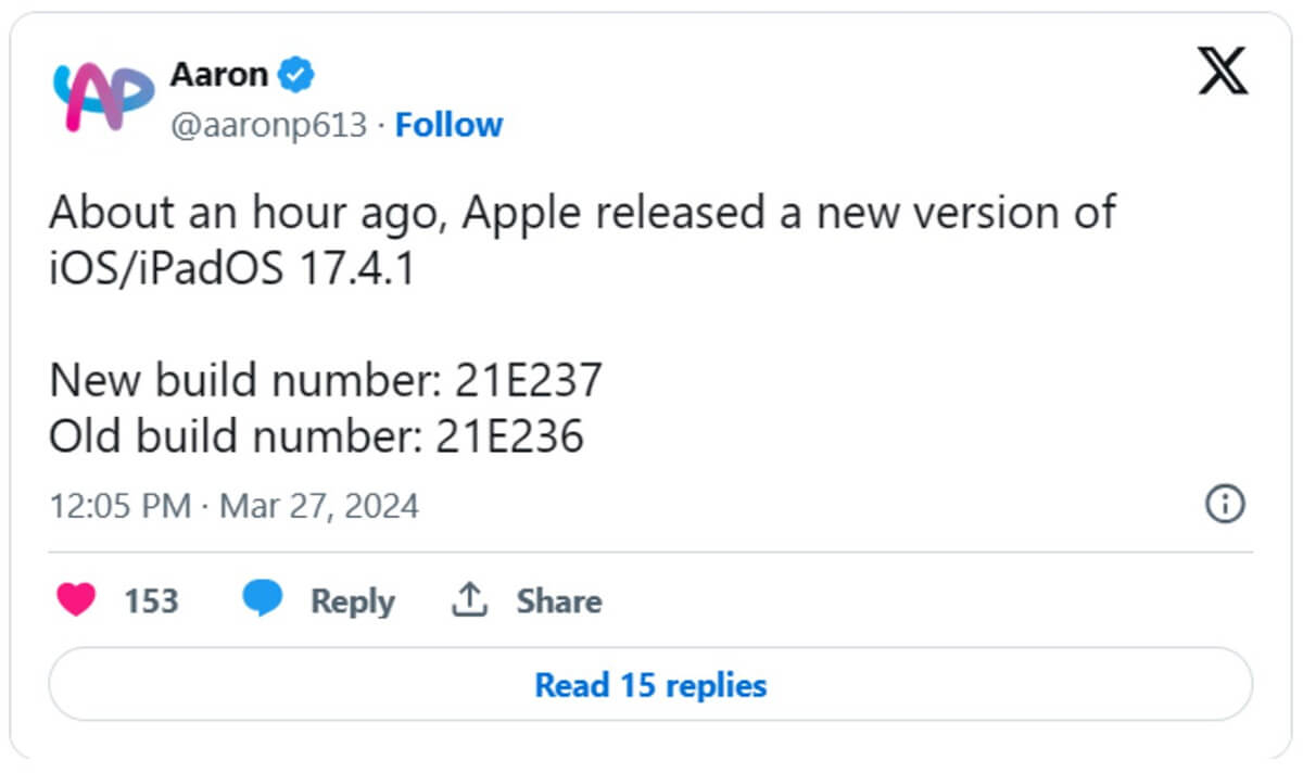 Apple bất ngờ tung bản dựng mới của iOS 17.4.1