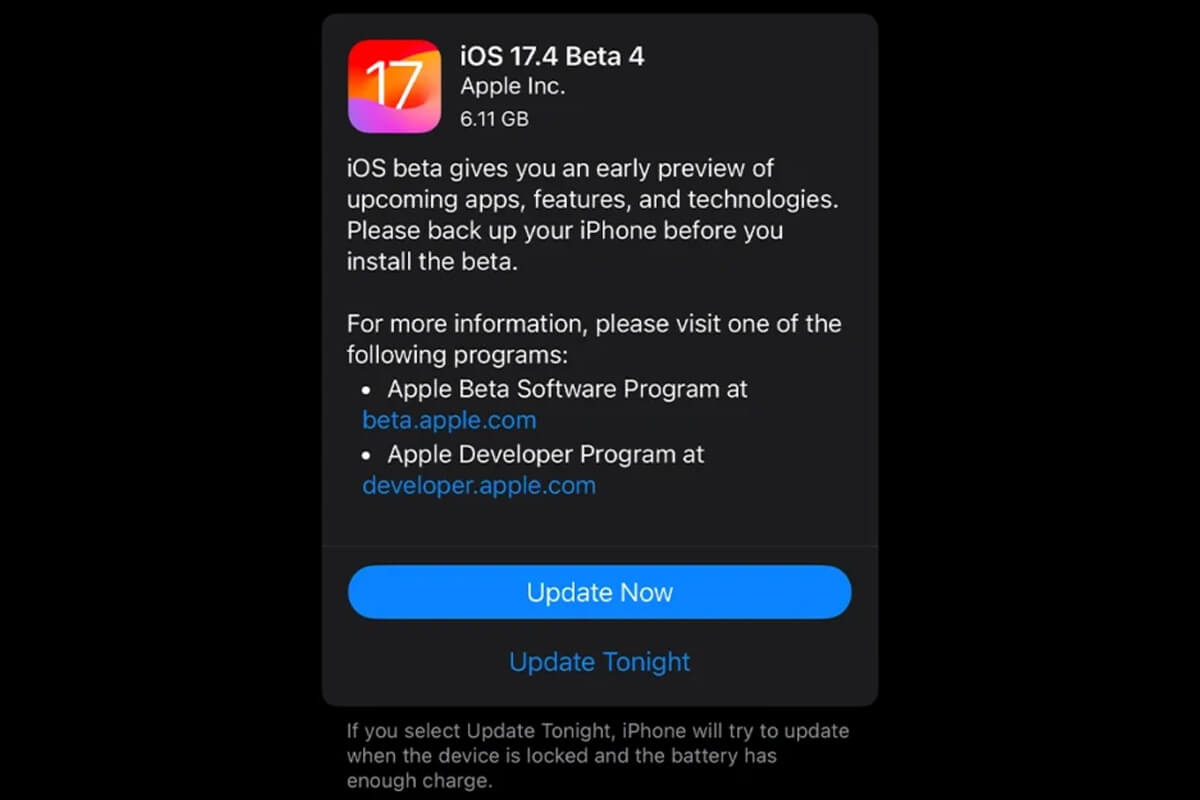Apple công bố iOS 17.4 và iPadOS 17.4 beta 4 với cải tiến mới cho pin thủ - Hình 1 Apple công bố iOS 17.4 và iPadOS 17.4 beta 4 với cải tiến mới cho pin thủ - Hình 1