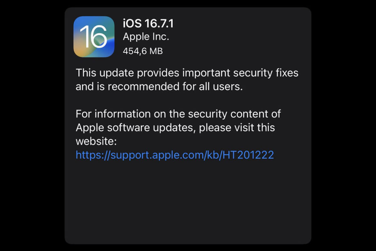 Apple phát hành iOS 16.7.1 và iPadOS 16.7.1 để vá lỗi bảo mật quan trọng