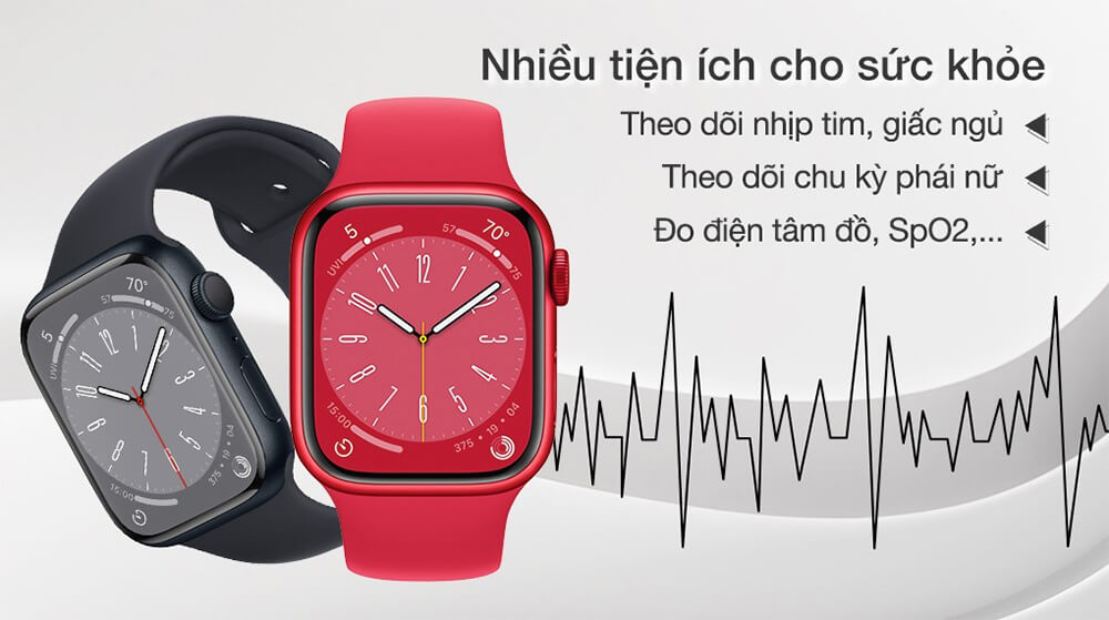 Apple Watch Series 8 LTE 45mm NHÔM - Theo dõi sức khoẻ người dùng với loạt cảm biến hiện đại