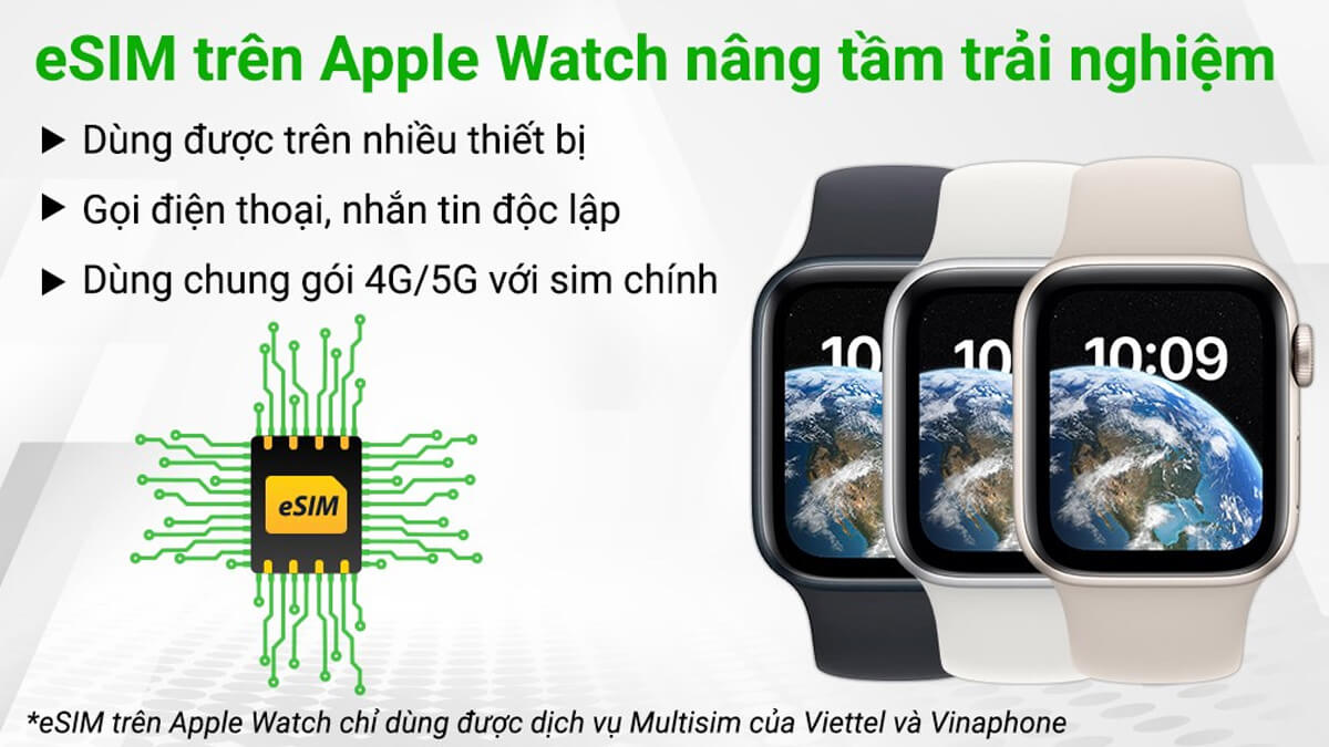 Apple Watch SE (2022) LTE 40mm NHÔM - Nghe gọi trực tiếp trên đồng hồ với eSIM tiện lợi Apple Watch SE (2022) LTE 40mm NHÔM - Nghe gọi trực tiếp trên đồng hồ với eSIM tiện lợi