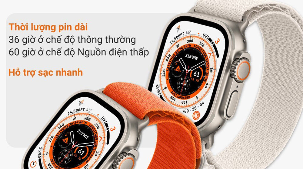Apple Watch Ultra LTE 49mm - Thời lượng pin cải thiện