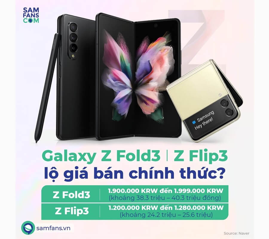 Bộ đôi Samsung Galaxy Z Fold3 và Z Flip3 lộ giá bán cực HOT - Hình 1