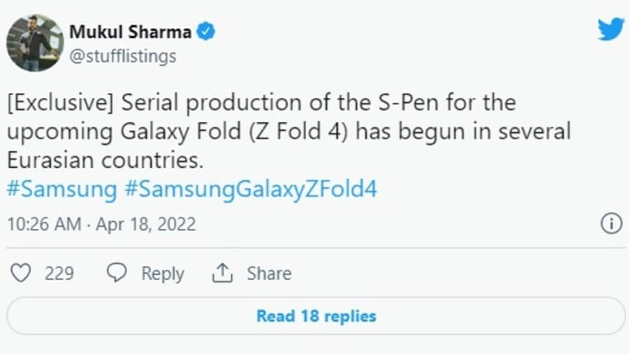 Bút S Pen thế hệ mới dành cho Samsung Galaxy Z Fold4 đã bắt đầu được sản xuất