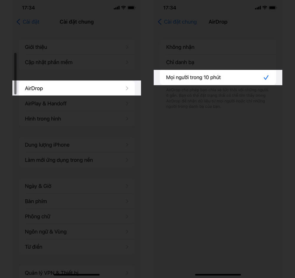 Hướng dẫn cách chỉnh chế độ chia sẻ AirDrop trên iPhone mà bạn nên thử - Hình 2 Hướng dẫn cách chỉnh chế độ chia sẻ AirDrop trên iPhone mà bạn nên thử - Hình 2