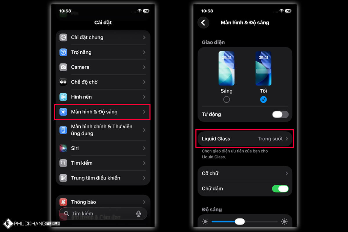 Hướng dẫn chỉnh độ trong suốt Liquid Glass trên iPhone iOS 26 - Hình 3 Cách chỉnh độ trong suốt Liquid Glass trên iOS 26 - Hình 3
