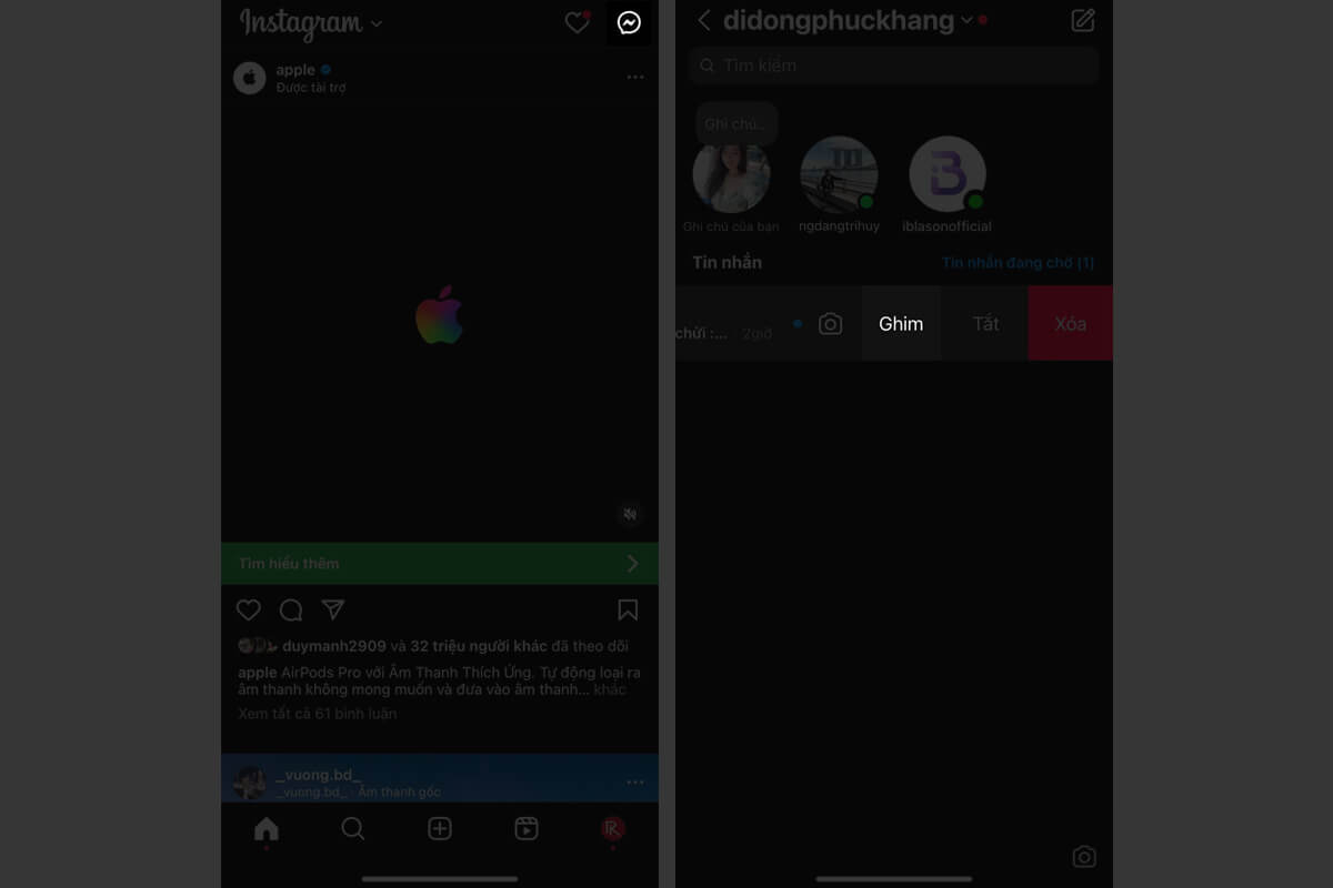 Cách ghim cuộc trò chuyện Instagram trong vòng một nốt nhạc - Hình 1 Cách ghim cuộc trò chuyện Instagram - Hình 1
