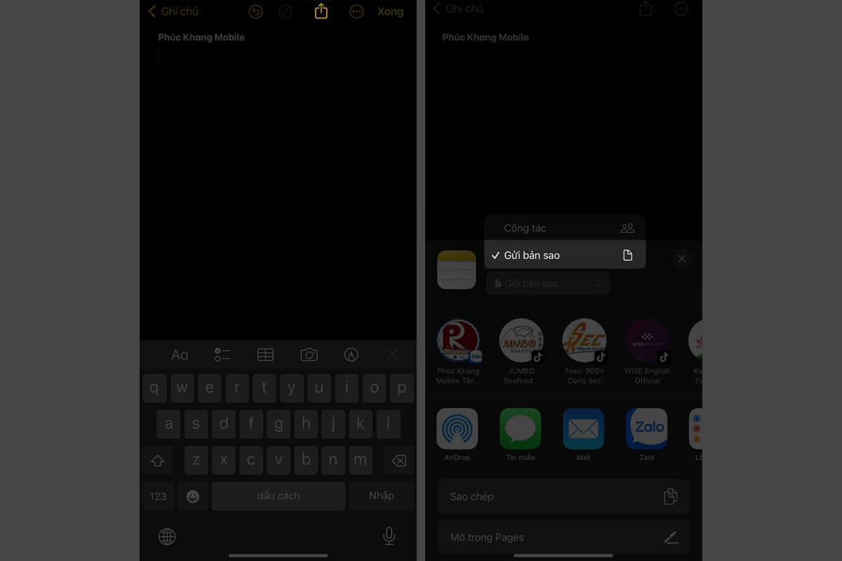 Cách chia sẻ ghi chú trên iPhone nhanh chóng, đơn giản và hiệu quả - Hình 1 Cách gửi bản sao ghi chú trên iPhone - Hình 1