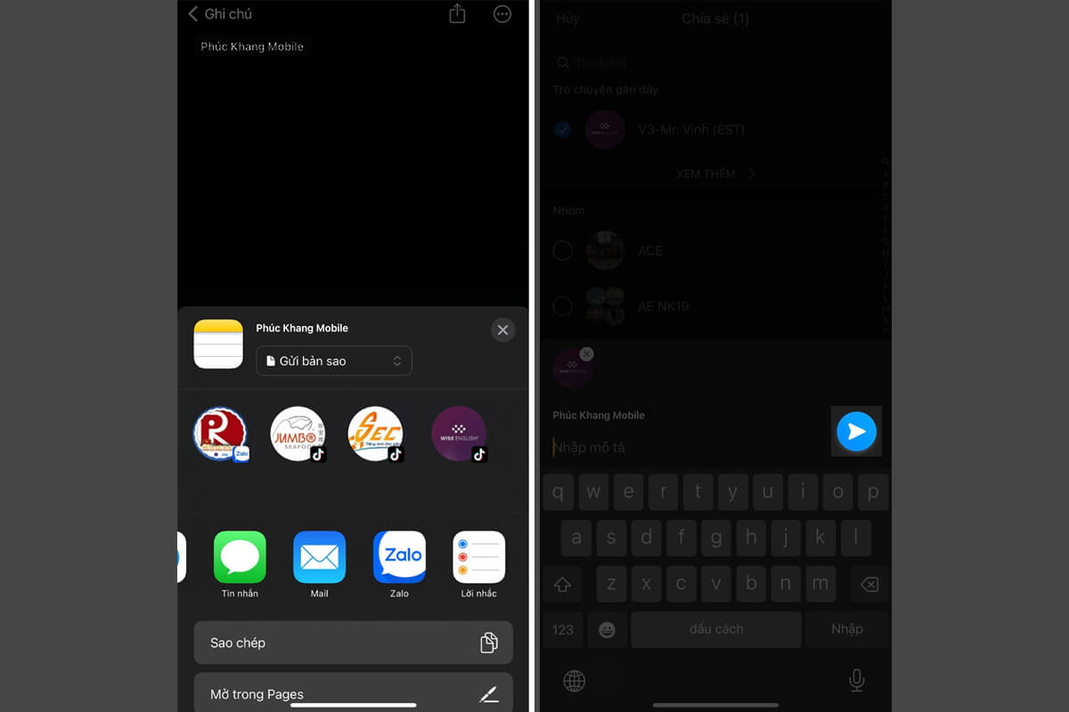 Cách chia sẻ ghi chú trên iPhone nhanh chóng, đơn giản và hiệu quả - Hình 2 Cách gửi bản sao ghi chú trên iPhone - Hình 2