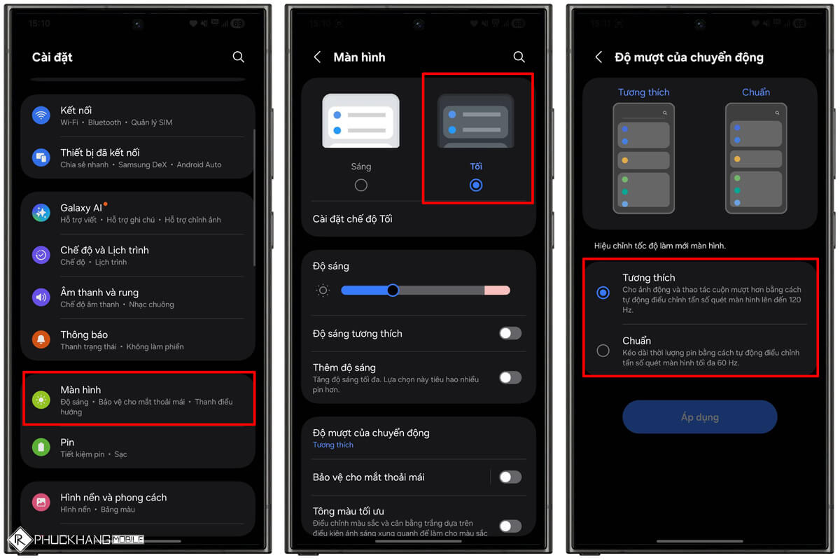 Tối ưu hóa hiển thị điện thoại Samsung