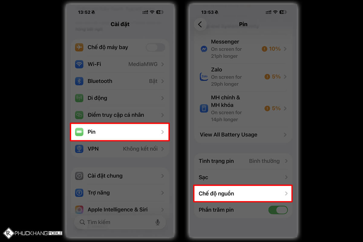 Bật chế độ nguồn điện thấp trên iOS 26 Bật chế độ nguồn điện thấp trên iOS 26