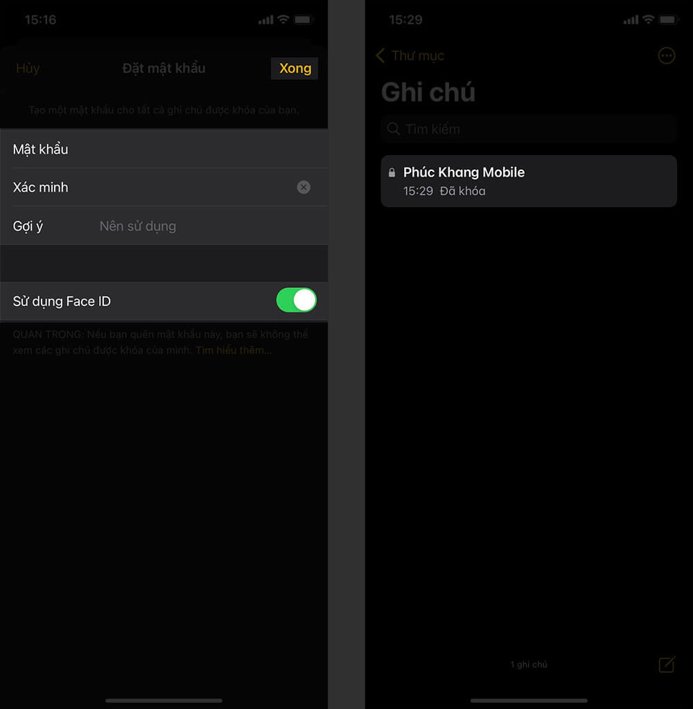 Cách khóa ghi chú trên iPhone bằng Face ID hoặc Touch ID trong một nốt nhạc - Hình 2 Cách khóa ghi chú trên iPhone - Hình 2