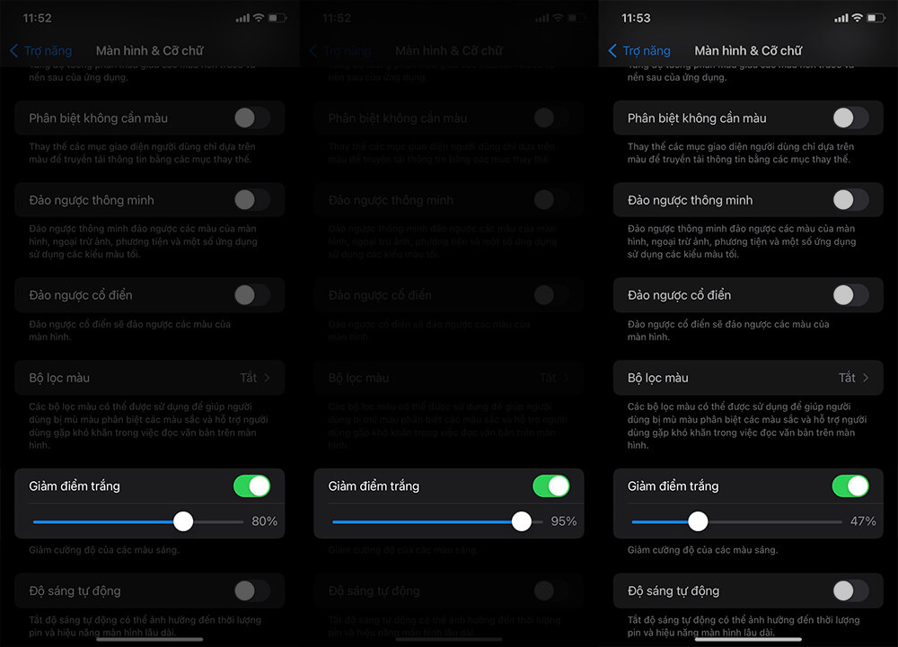 Cách làm giảm điểm trắng trên iPhone để hạn chế đau mắt khi sử dụng - Hình 2 Cách làm giảm điểm trắng trên iPhone - Hình 2