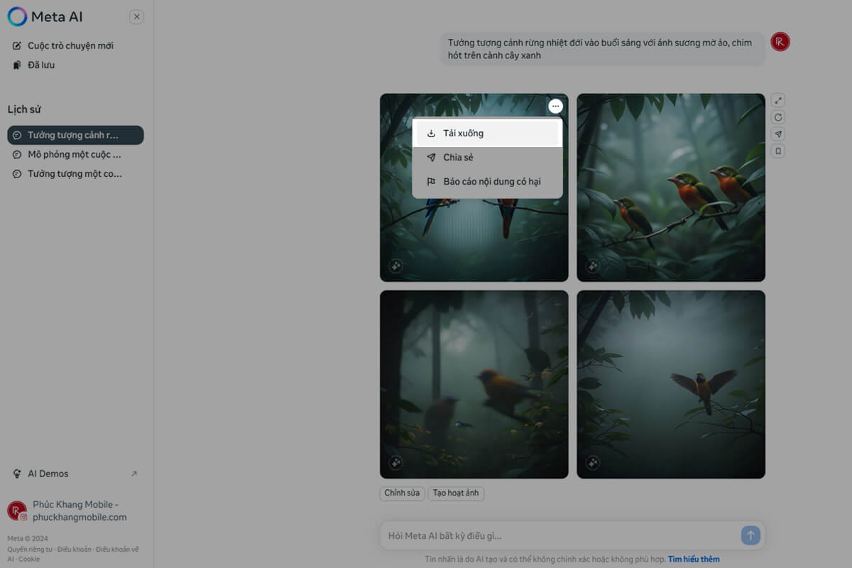 Cách tạo ảnh từ văn bản miễn phí bằng Meta AI mà không phải ai cũng biết - Hình 5 Cách tạo ảnh từ văn bản miễn phí bằng Meta AI - Hình 5