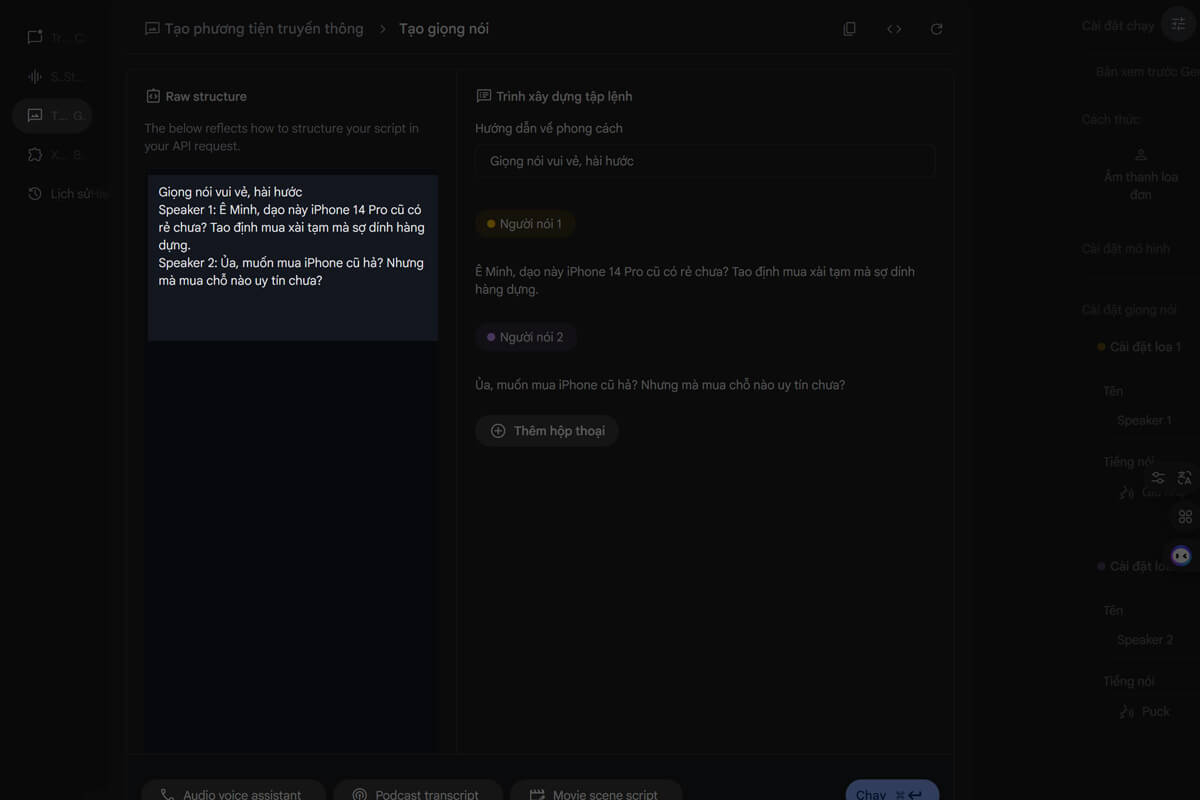 Cách tạo hội thoại giọng nói tiếng Việt chuẩn cho video và nội dung số - Hình 3 Cách tạo đoạn hội thoại bằng AI - Hình 3