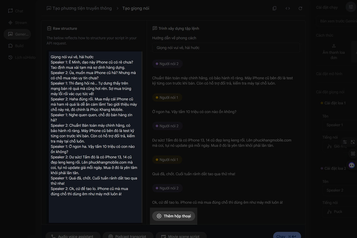 Cách tạo hội thoại giọng nói tiếng Việt chuẩn cho video và nội dung số - Hình 4 Cách tạo đoạn hội thoại bằng AI - Hình 4