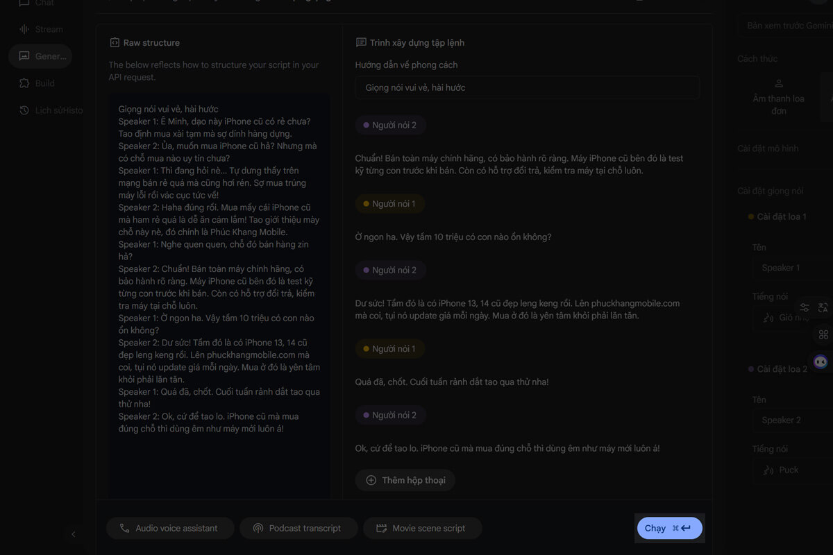 Cách tạo hội thoại giọng nói tiếng Việt chuẩn cho video và nội dung số - Hình 5 Cách tạo đoạn hội thoại bằng AI - Hình 5