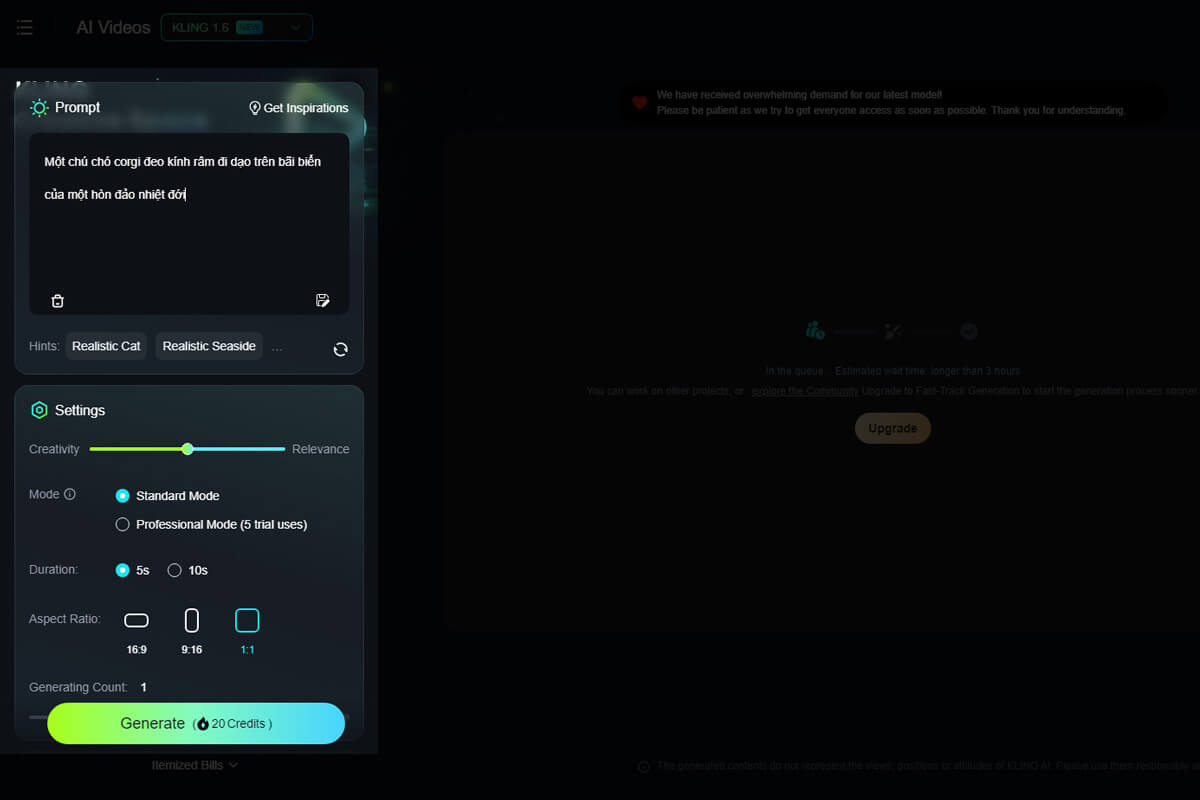 Cách chuyển văn bản thành video bằng Kling AI cực đơn giản cho bạn - Hình 4 Cách chuyển văn bản thành video bằng Kling AI - Hình 4