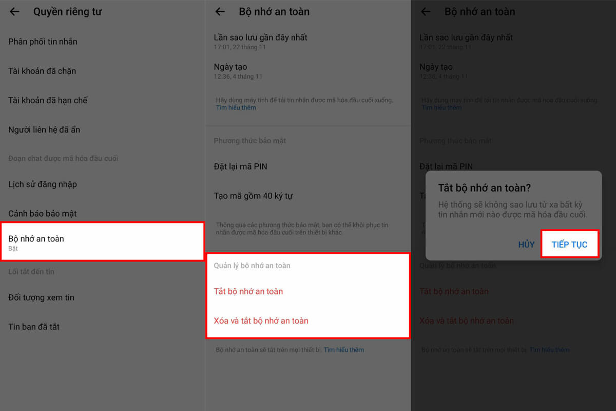 Cách tắt bộ nhớ an toàn trên Messenger để không phải nhập mã pin khi đăng nhập từ máy khác - Hình 2 Cách tắt bộ nhớ an toàn trên Messenger để không phải nhập mã pin khi đăng nhập từ máy khác - Hình 2