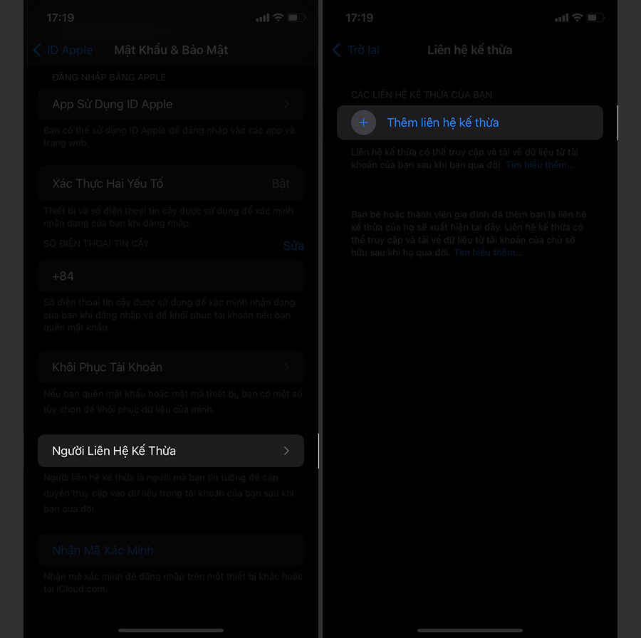Cách thiết lập tính năng thừa kế dữ liệu (Legacy Contact) trên iPhone với iOS 15.2 - Hình 2 Cách thiết lập tính năng thừa kế dữ liệu (Legacy Contact) trên iPhone với iOS 15.2 - Hình 2