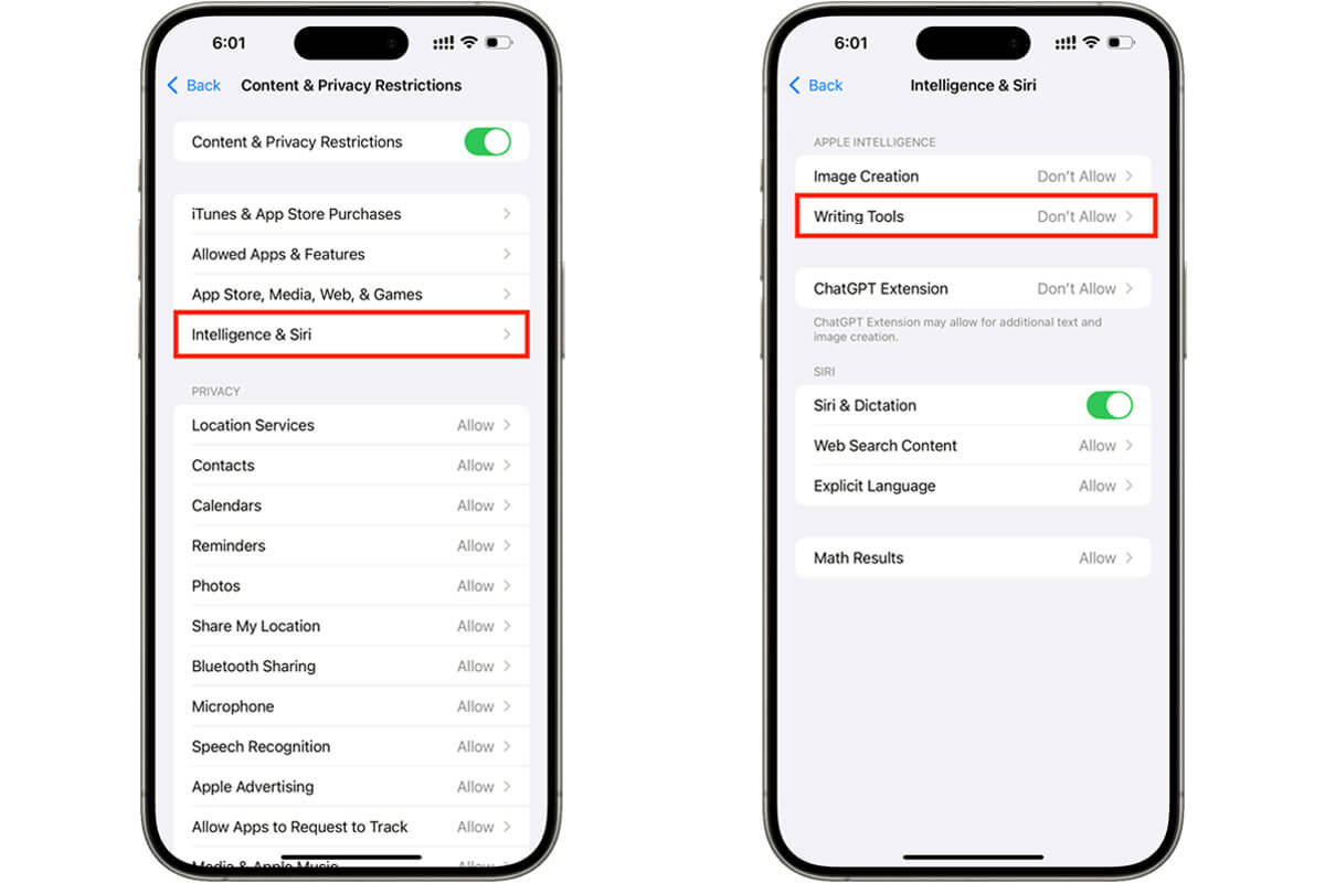 Chặn quyền truy cập Writing Tools Chặn quyền truy cập Writing Tools