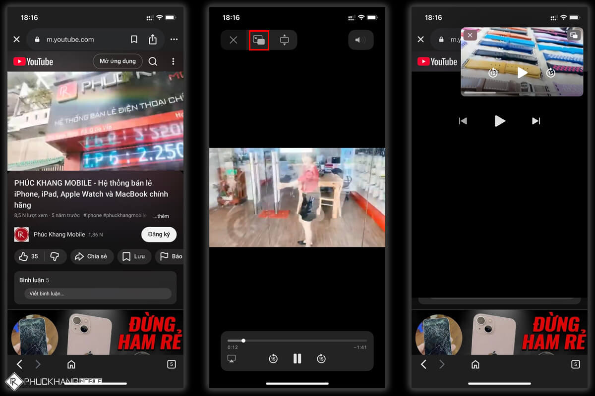 Cách xem video thu nhỏ iPhone