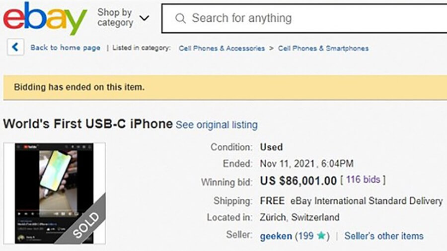 Chiếc iPhone X USB-C đầu tiên trên thế giới đã kết thúc phiên đấu giá gần 2 tỷ đồng