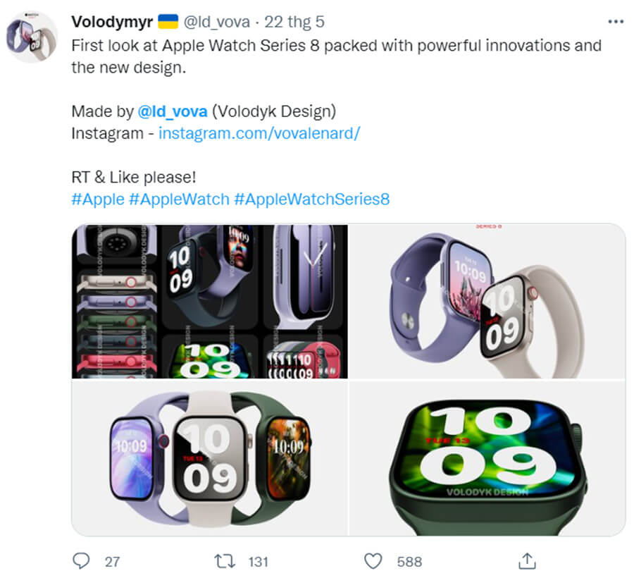 Chiêm ngưỡng Apple Watch Series 8 có thiết kế cực độc qua concept mới - Hình 1 Chiêm ngưỡng Apple Watch Series 8 có thiết kế cực độc qua concept mới - Hình 1