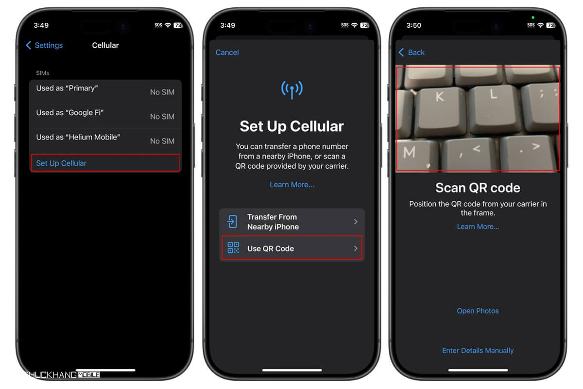 Chuyển eSIM từ iPhone sang iPhone bằng mã QR Chuyển eSIM từ iPhone sang iPhone bằng mã QR