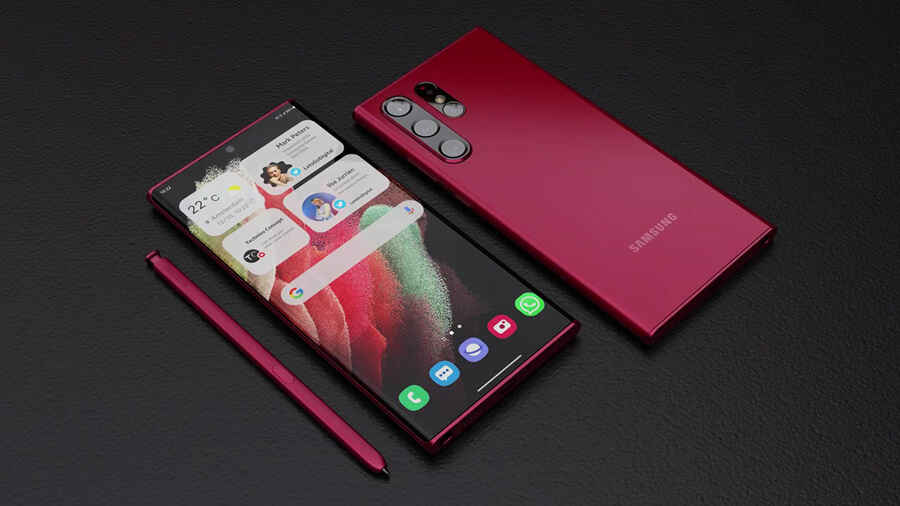 Concept Galaxy S22 Ultra: Ấn tượng với thiết kế camera sau kiểu 11 và tông màu đỏ sẫm - Hình 1