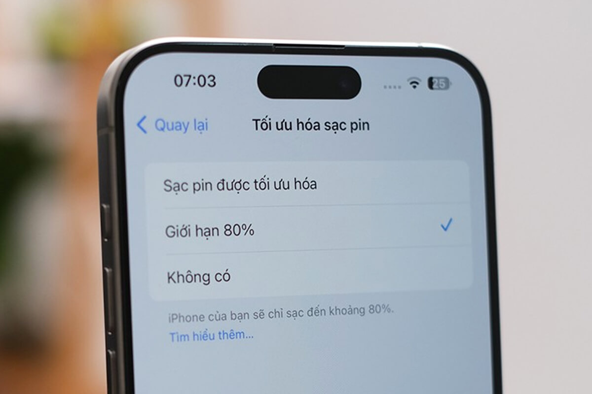 Đặt giới hạn sạc 80% - Hình 2