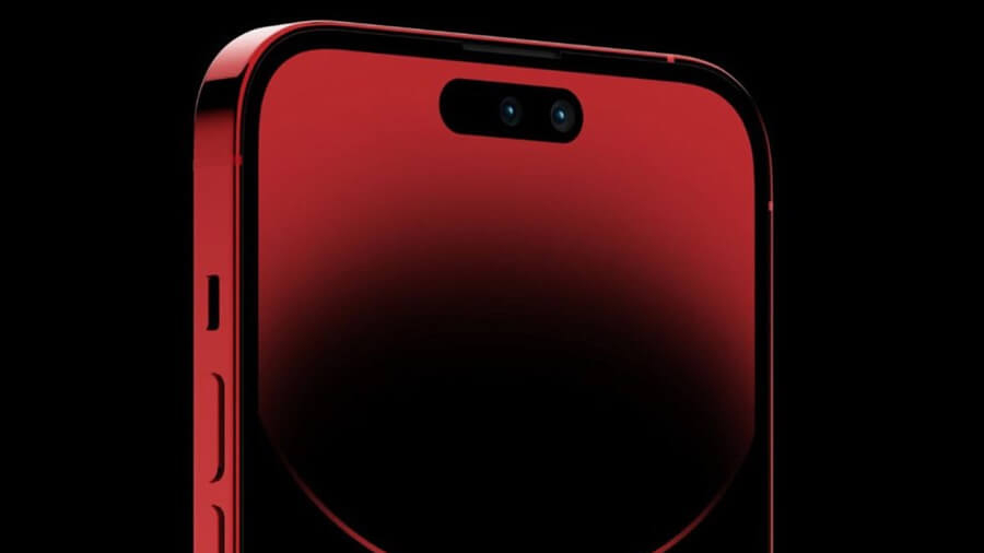 Concept iPhone 15 Ultra phiên bản màu đỏ với camera selfie kép. Concept iPhone 15 Ultra phiên bản màu đỏ với camera selfie kép.