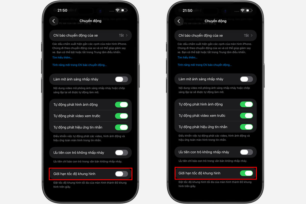 Cách bật/tắt ProMotion 120Hz trên iPhone 17 series - Hình 2