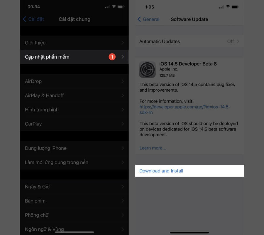Hướng dẫn cách cập nhật iOS 14.5 Beta 8 dành cho iPhone - Hình 4 Hướng dẫn cách cập nhật iOS 14.5 Beta 8 dành cho iPhone - Hình 4