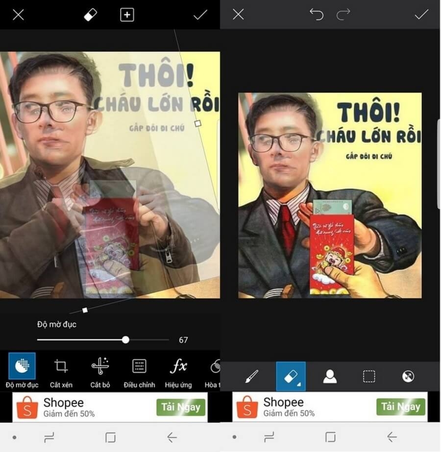 Hướng dẫn ghép ảnh "Thôi cháu lớn rồi... nhưng mà gấp đôi đi chú" làm Avatar Facebook cực kỳ độc đáo - Hình 4