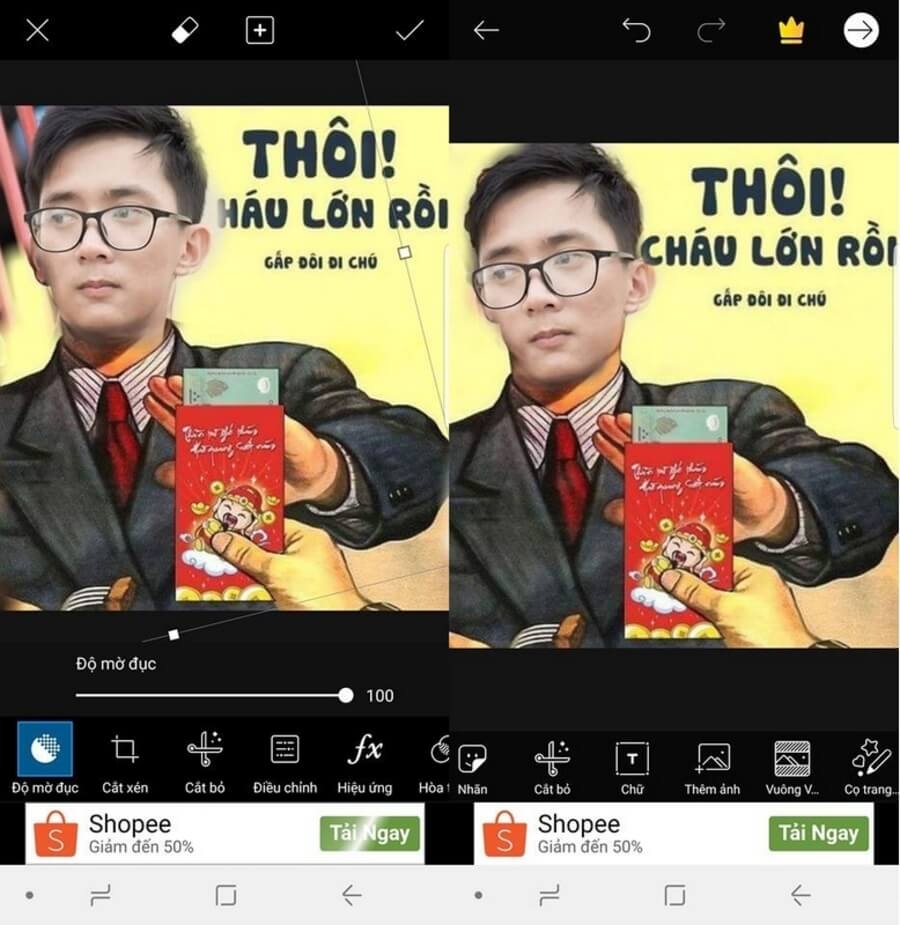 Hướng dẫn ghép ảnh "Thôi cháu lớn rồi... nhưng mà gấp đôi đi chú" làm Avatar Facebook cực kỳ độc đáo - Hình 5