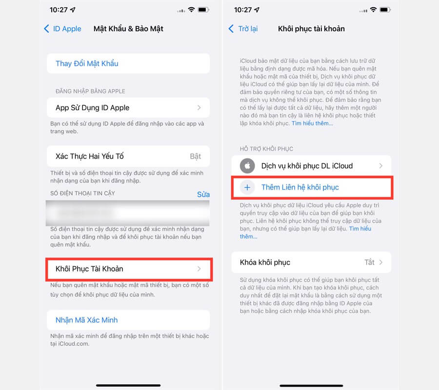 Hướng dẫn khôi phục iCloud bằng các liên lạc đáng tin cậy trên iOS 15 - Hình 2
