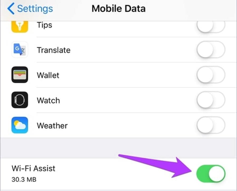Tắt Wi-Fi Assist Tắt Wi-Fi Assist
