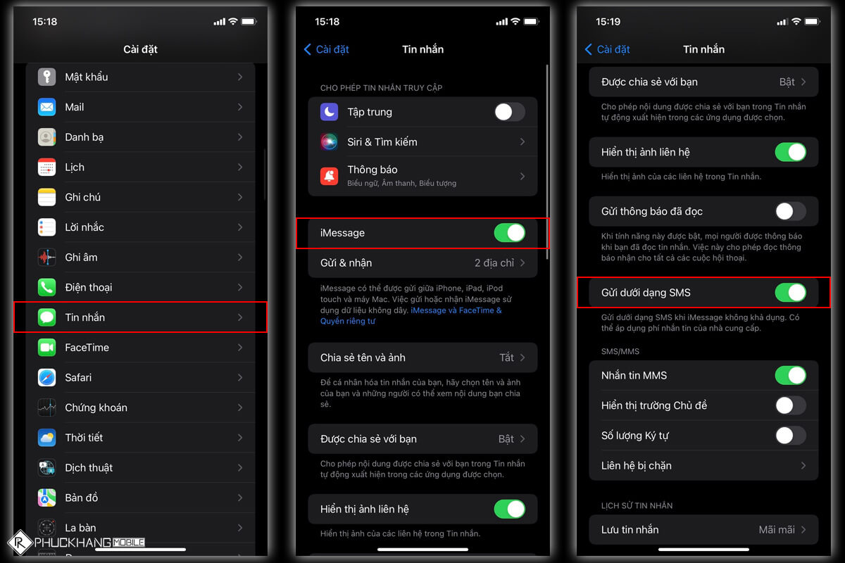 Cách bật / tắt iMessage trên iPhone