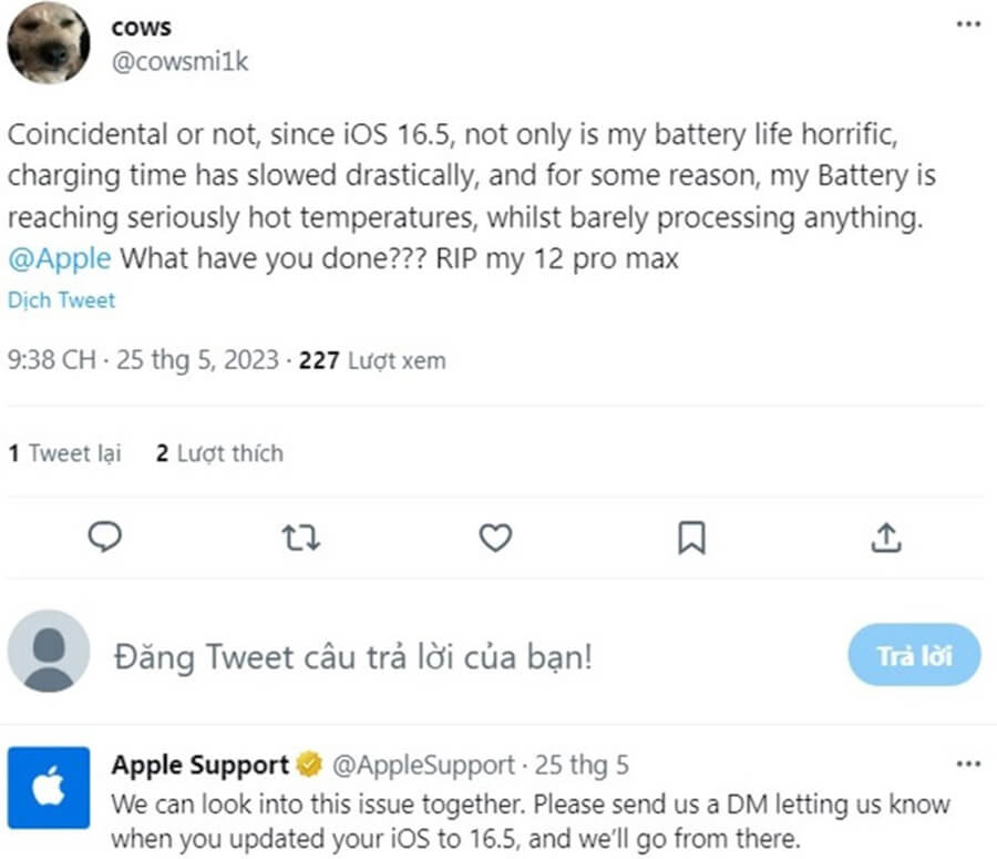 Người dùng phàn nàn iPhone bị hao pin nhanh hơn sau khi cập nhật iOS 16.5 - Hình 1 Người dùng phàn nàn iPhone bị hao pin nhanh hơn sau khi cập nhật iOS 16.5 - Hình 1