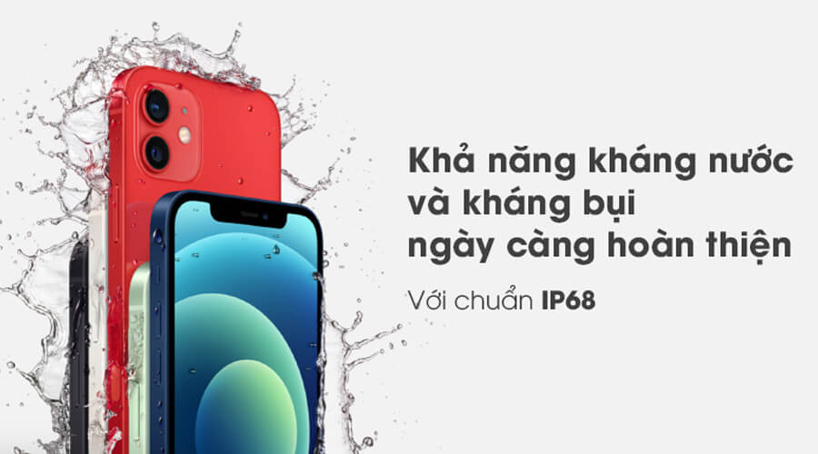 Khả năng kháng nước và bụi chuẩn IP68 | iPhone 12 Mini 64GB.