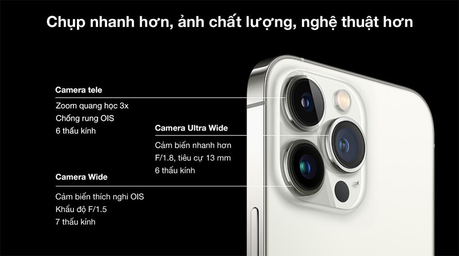 Cụm camera được nâng cấp toàn diện - iPhone 13 Pro Max 256GB chính hãng