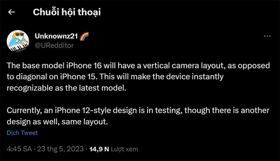 iPhone 16 được đồn đoán là sẽ sở hữu cụm camera xếp dọc như iPhone 12