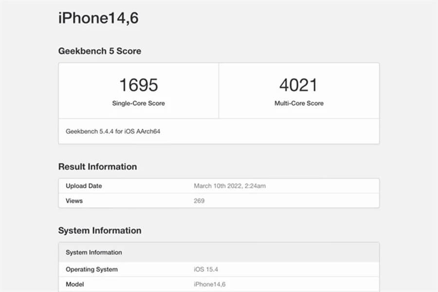 iPhone SE 2022 lộ điểm hiệu năng Geekbench ngang ngửa với cả iPhone 13 iPhone SE 2022 lộ điểm hiệu năng Geekbench ngang ngửa với cả iPhone 13