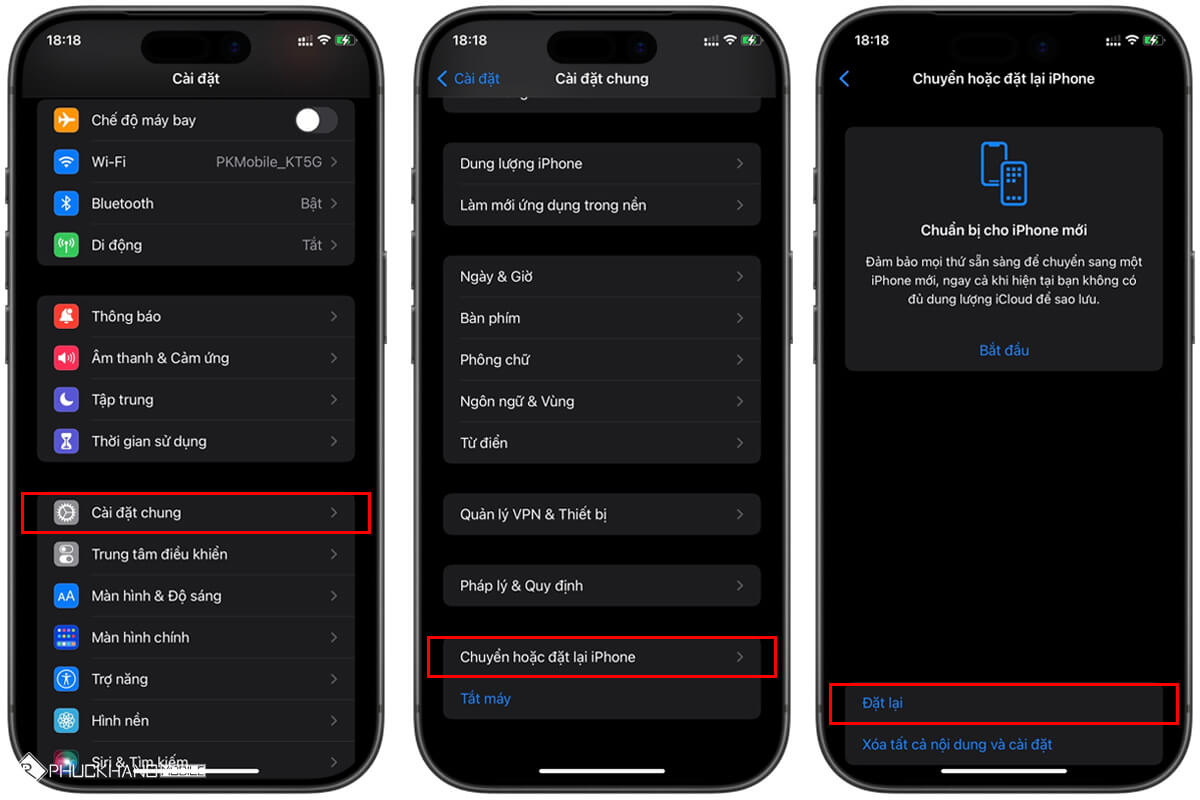 Màn hình iPhone 13 series bị vàng: Nguyên nhân & cách khắc phục hiệu quả - Hình 5 Khôi phục cài đặt gốc iPhone