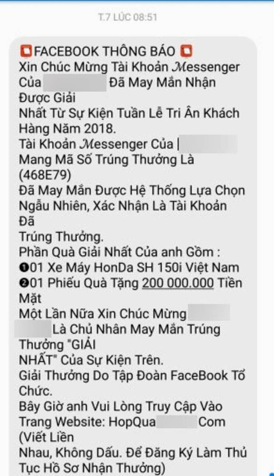 Tin nhắn anh Huy H. nhận được. Tin nhắn anh Huy H. nhận được.
