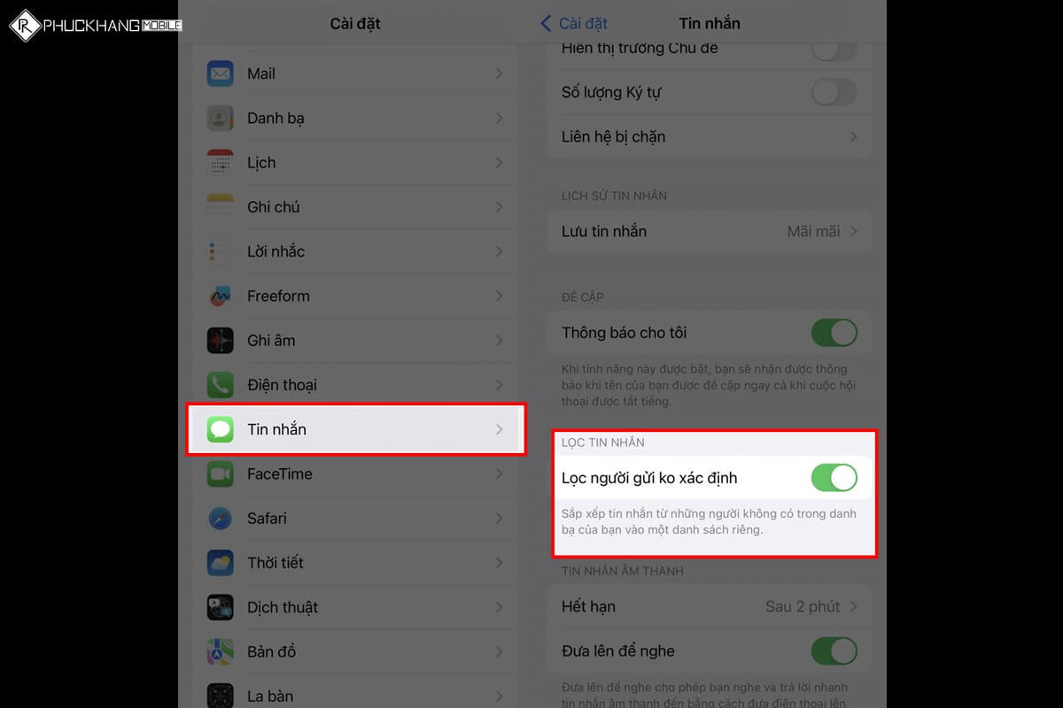 Lọc tin nhắn rác iPhone iOS 17 Lọc tin nhắn rác iPhone iOS 17