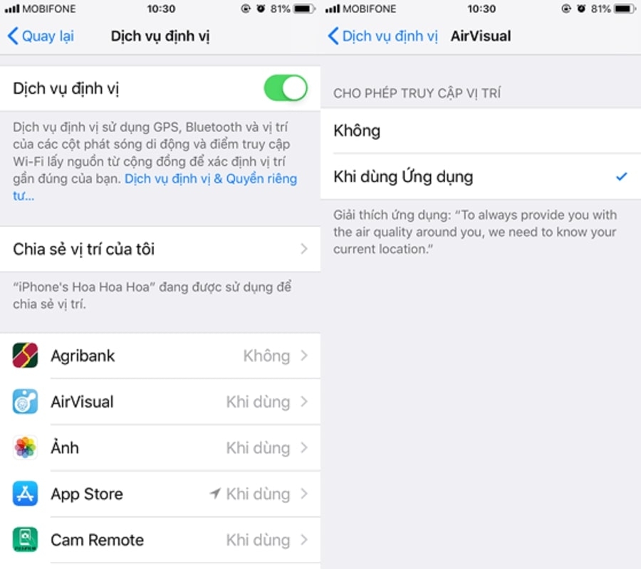 Location Services (Dịch vụ định vị).
