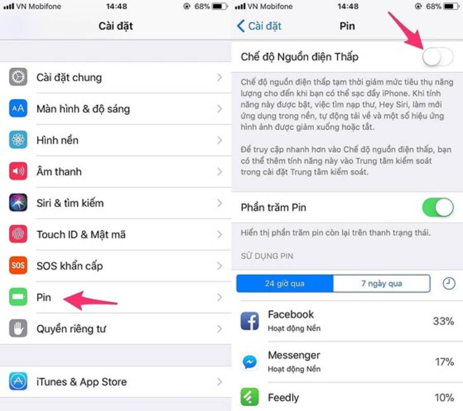 Low Power Mode (chế độ nguồn điện thấp).